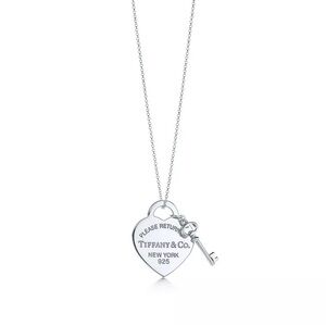 Tiffany & Co. Silver Heart and Key Necklace